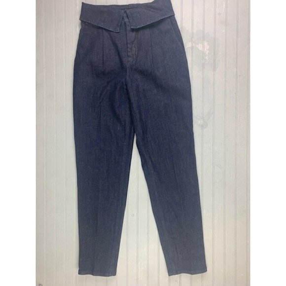 J Brand Size 23 Womens Jeans Fold Over Pleat Front Peg Dark Wash Mid Rise - Picture 1 of 8